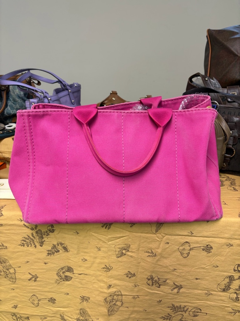Authentic Prada Pink Canvas Canapa Tote - Picture 3 of 13